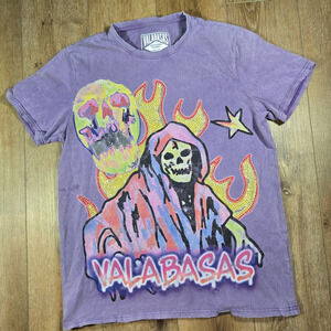 Valabasas Vintage Skull Graphic T Shirt Mens M Purple Streetwear Devil Tee